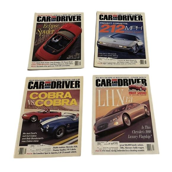 Car and Driver Magazine VTG 1996 February May June July Corvette Cobra Lexus - Picture 1 of 9